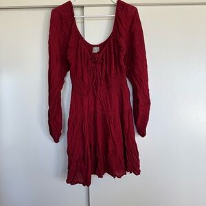 ASOS Red Long Sleeve Peasant Dress